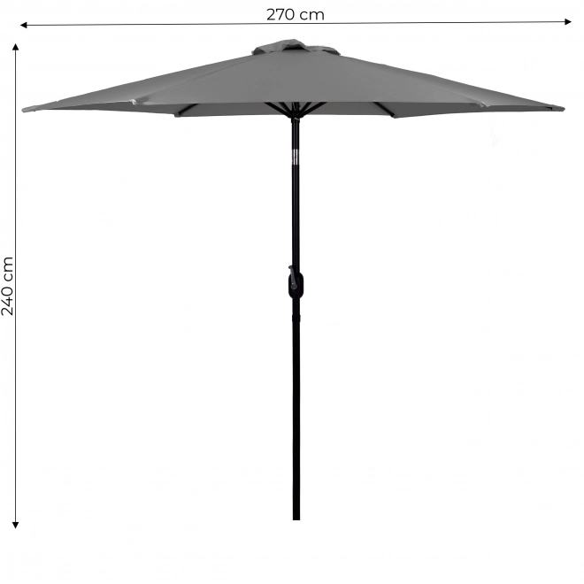 Umbrelă mare de grădină înclinată cu manivelă 6 spițe gri 270 cm