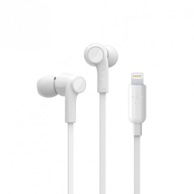 Căști cu conexiune Lightning Belkin Rockstar albe