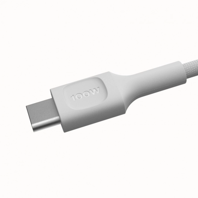 Cablu USB-C la USB-C PowerStream 100W alb împletit 1,2m