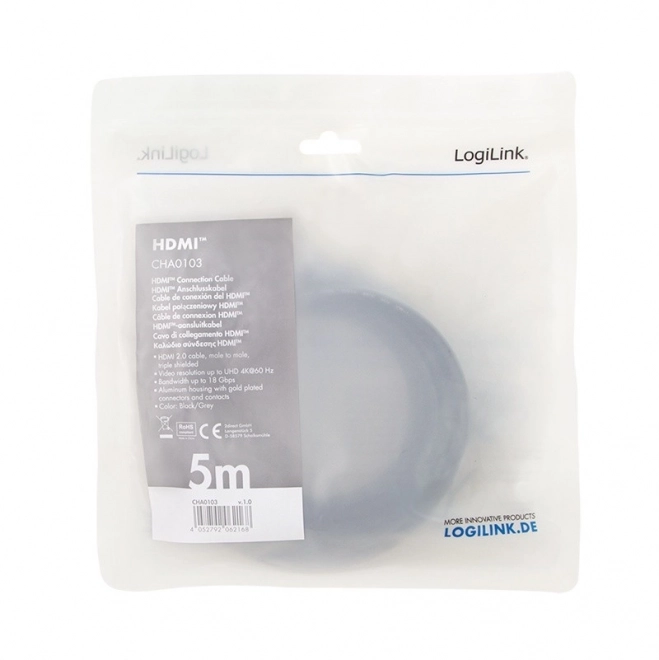 Cablu HDMI 4K/60Hz aluminiu 5m negru