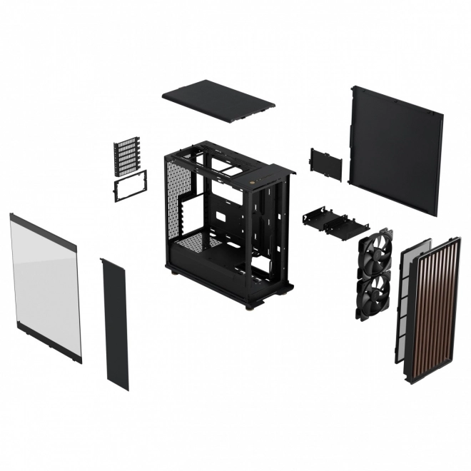 Carcasă Fractal Design North neagră cu elemente din lemn