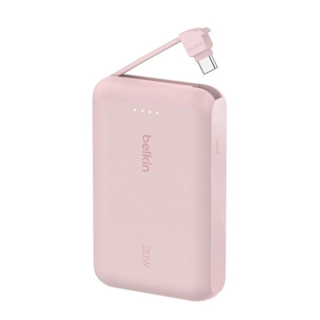 Powerbank BoostCharge 10000 mAh cu cablu-C integrat și port-C roz