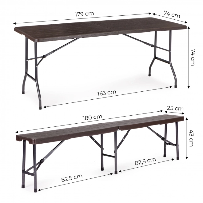 Set masă și bănci pliante 180 cm maro modernhome