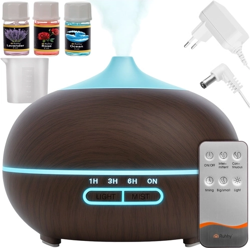 Umidificator și difuzor de arome cu ultrasunete 400 ml, cu LED, ionizare și telecomandă