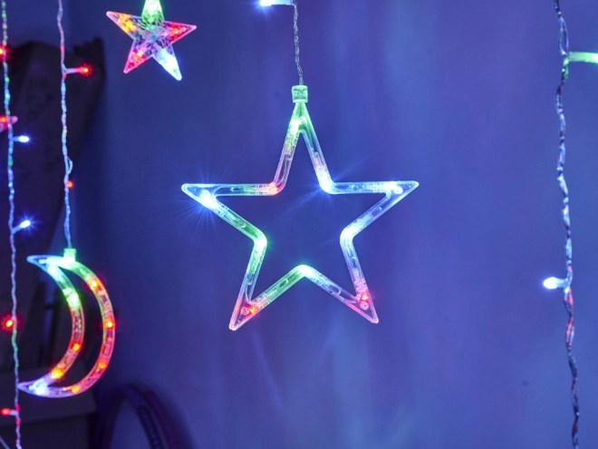 Cortină LED cu stele și luni - 3 m, 138 LED-uri – Colorat