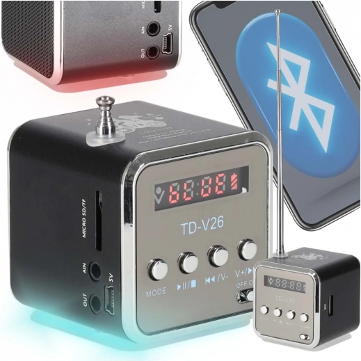 Radio portabil cu acumulator și difuzor bluetooth cu LCD
