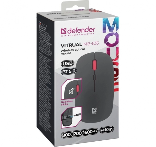 Mouse fără fir Silent Click Dual RF+BT 1600DPI