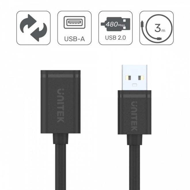 Cablu prelungitor USB 2.0 A–A (tată–mamă) 0,5 m UNITEK