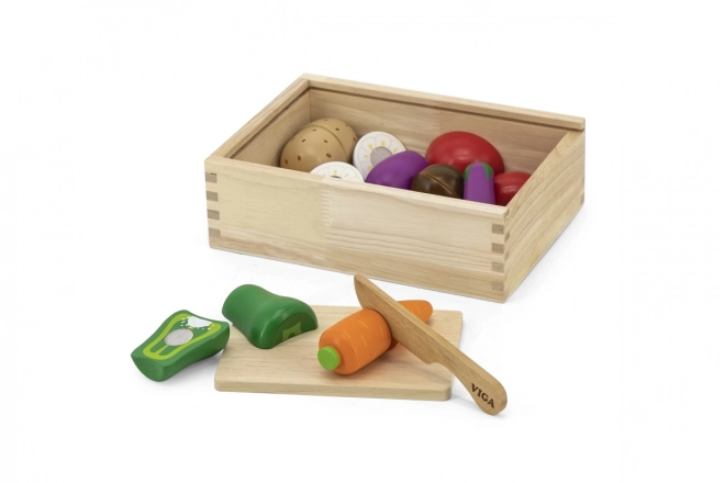 Set de tăiat din lemn - legume pentru copii