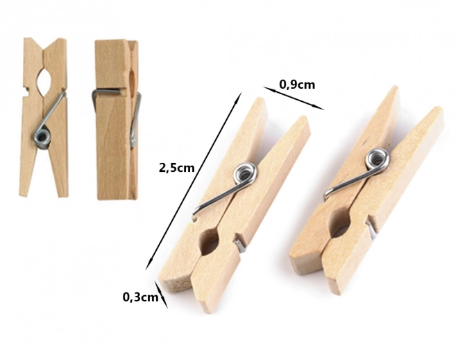 Mini cârlige de lemn pentru rufe 2,5 cm 100 bucăți