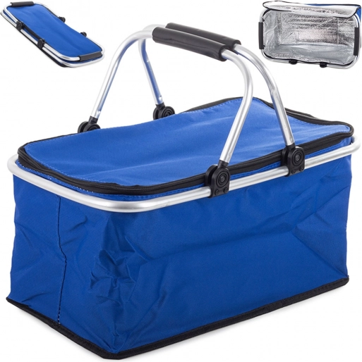 Coș de picnic termic cu izolație și mânere pliabile – Albastru