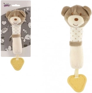 Zornăitoare/gingivală ursuleț pluș 24 cm bej pe cartelă în săculeț 0+