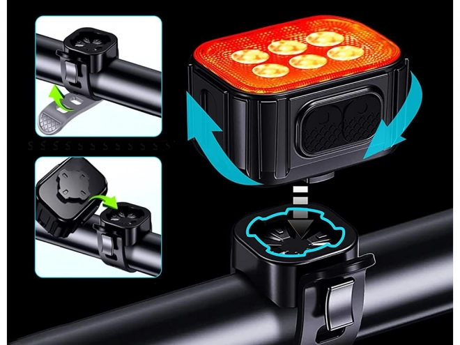 Set lumini LED pentru bicicletă față și spate, reîncărcabile USB