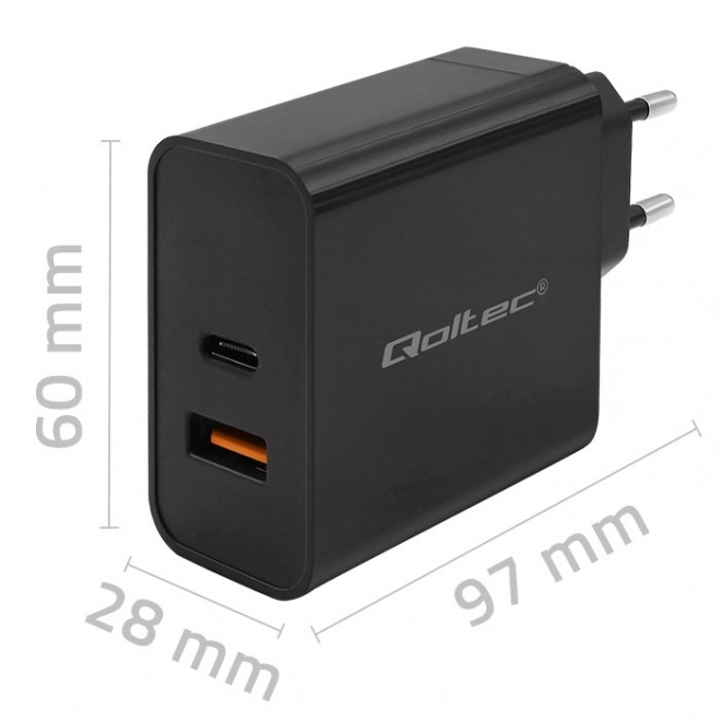 Încărcător Super Quick PD cu port USB-C și USB de 65W