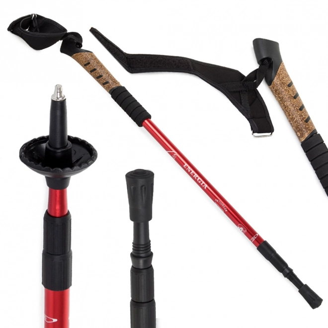 Baston Nordic Walking cu mâner din plută