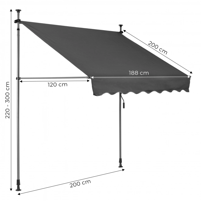 Umbrelă de balcon ajustabilă pe înălțime, rezistentă la apă, cu manivelă manuală