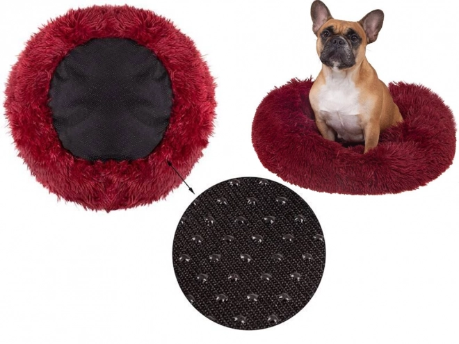 Pisică pufoasă pat moale canapea pernă 80 cm – burgundy