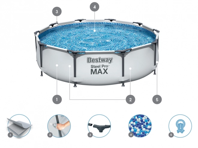 Bestway piscină rotundă cu cadru 305x76 cm
