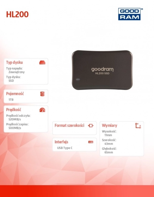 Dysk ssd extern hl200 1tb usb-c 3.2 gen 2