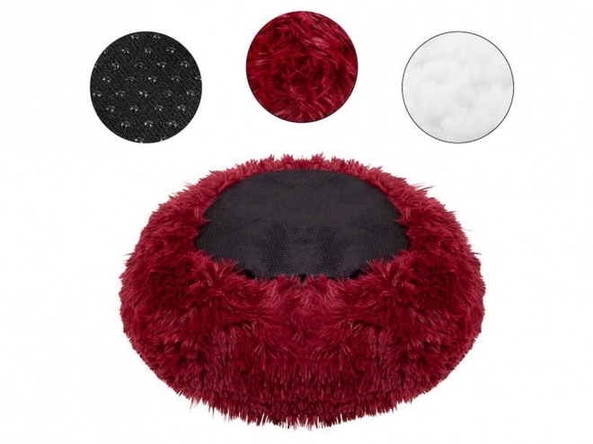 Pisică pufoasă pat moale canapea pernă 80 cm – burgundy