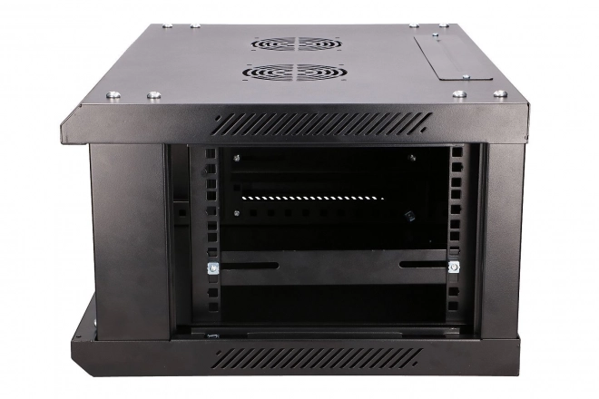 Dulap suspendat rack 4U 600x450 negru cu uși de sticlă