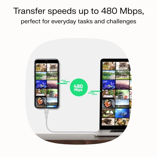 Cablu USB-C la USB-C PowerStream 100W alb împletit 1,2m
