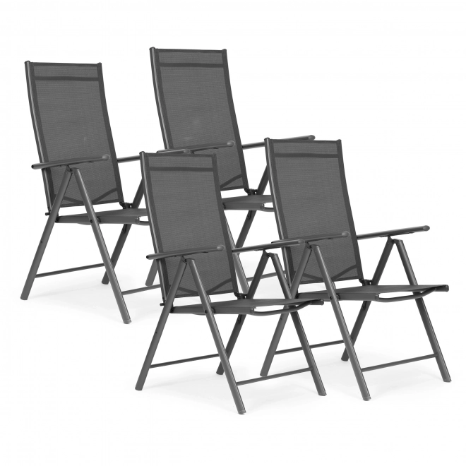 Set de 4 scaune pliabile pentru grădină, spătar ajustabil