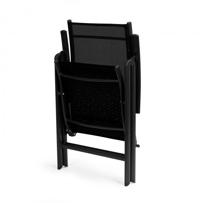Set de 4 scaune de grădină pliabile, oțel, spătar reglabil, negru