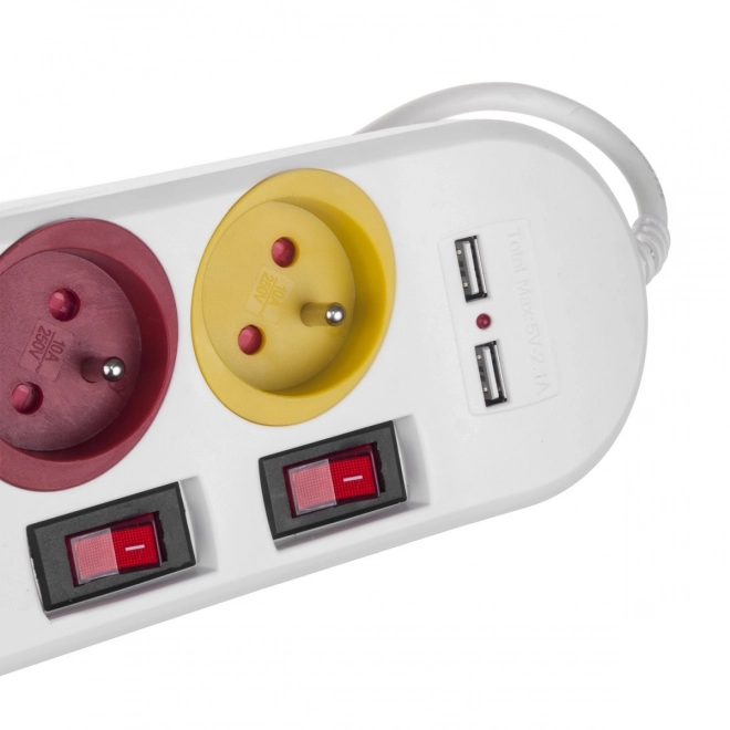 Listă alimentare 4 prize + 2xUSB albă
