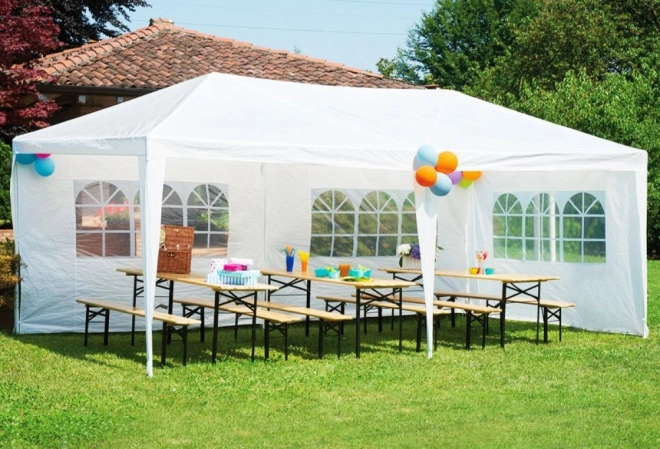 Pavilion Grădină 3x6 m cu 6 Pereți Alb MultiGarden