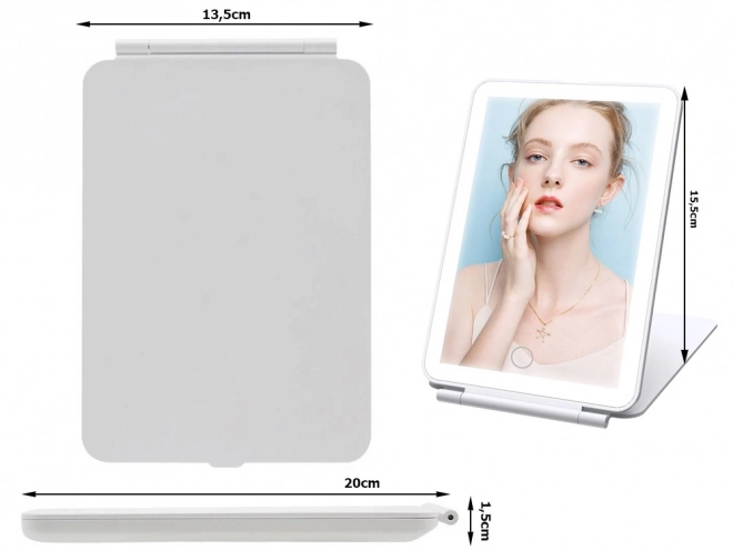Oglindă cosmetică LED pliabilă pentru călătorii
