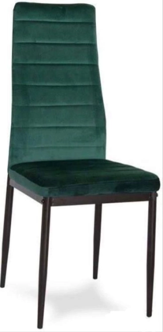 Scaune cu spătar profilat - Catifea verde - Set 4 buc.