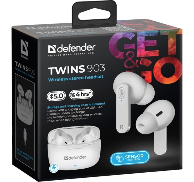 Căști wireless Defender Twins albe