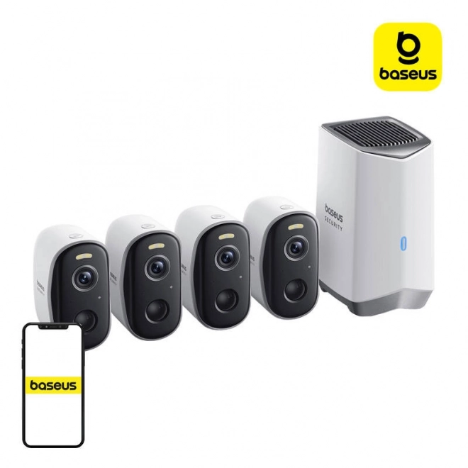 Sistem de securitate cu camere Baseus N1 2K, Set 4 buc., Alb