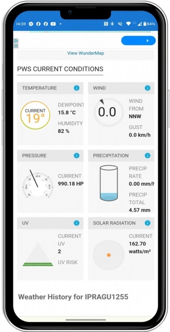 Stație meteorologică inteligentă WiFi cu senzor 7 în 1