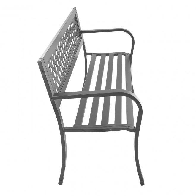 Bancă de grădină cu spătar, bancă de parc pentru terasă și balcon, structură metalică, grafit