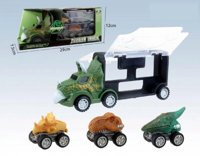 Camion dinozaur cu 3 mașinuțe