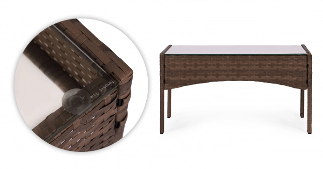 Set mobilier de grădină cu aspect de ratan – bancă, masă, scaune maro MultiGarden