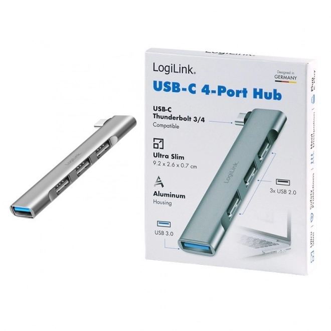 Hub USB-C elegant cu 1x USB-A 3.0 și 3x USB-A 2.0
