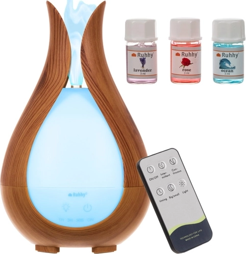 Difuzor de aromă și umidificator cu ultrasunete 200 ml cu iluminare LED și telecomandă