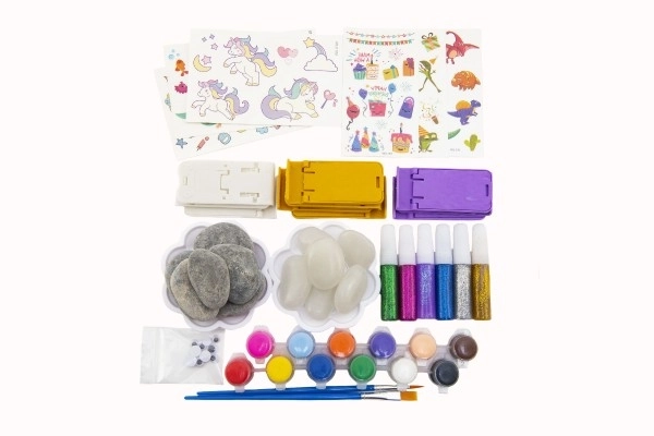 Set de pictură pe pietre strălucitoare în întuneric cu accesorii