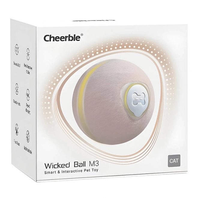 Minge interactivă pentru animale de companie Cheerble Wicked Ball M3 bej