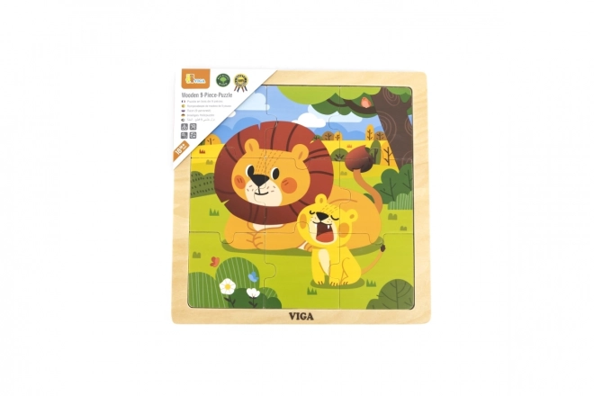 Puzzle din lemn cu 9 piese Leii