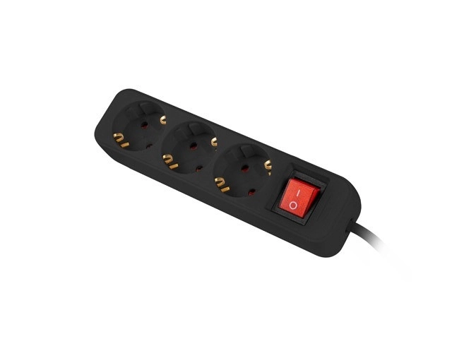 Prelungitor cu 3 prize negru 1,5m
