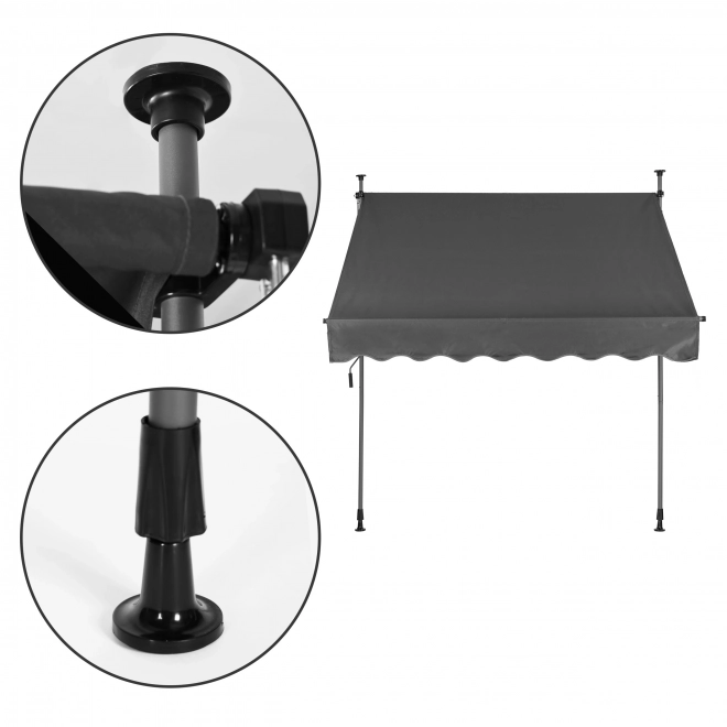 Umbrelă de balcon ajustabilă pe înălțime, rezistentă la apă, cu manivelă manuală