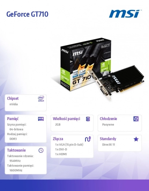 Placă grafică MSI GeForce GT 710 2GB
