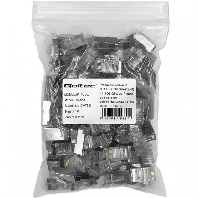 Conector modular RJ45 Cat5e FTP cu pini auriti
