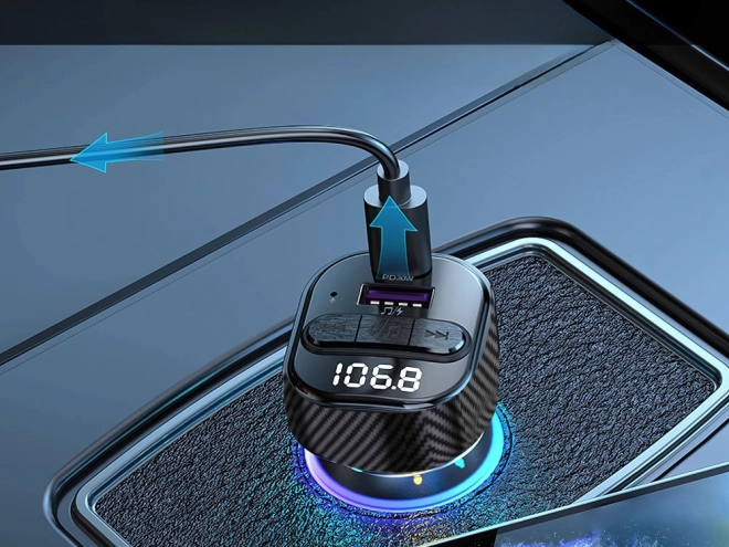 Transmițător auto FM Bluetooth cu USB și LED QC 3.0