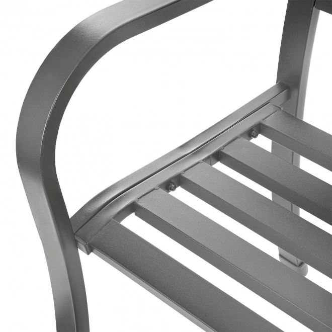 Bancă de grădină cu spătar, bancă de parc pentru terasă și balcon, structură metalică, grafit