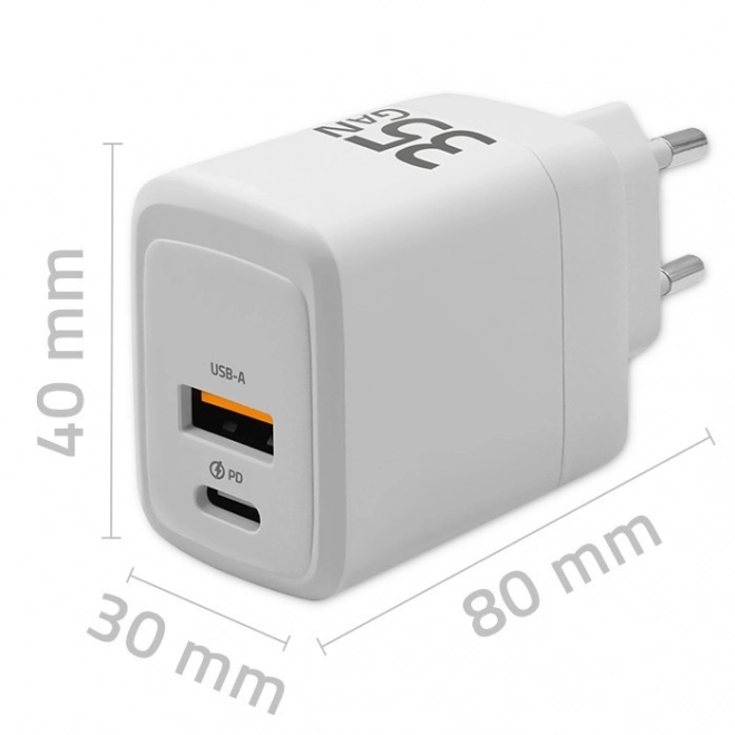Încărcător rețea 35W GaN alb